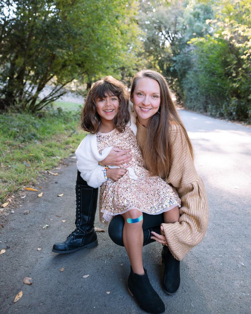 Mother and daughter posing for photos in Tilden Park Berkeley, CA