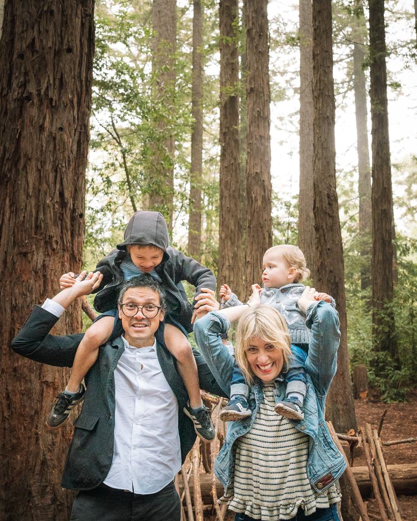Family photo session in Redwood Oakland Park during the fall