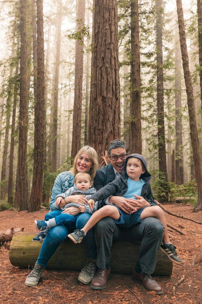 Family photo session in Redwood Oakland Park during the fall