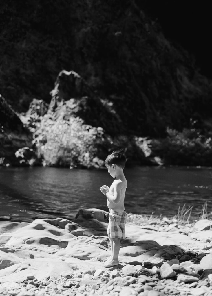 Little boy playing in the water