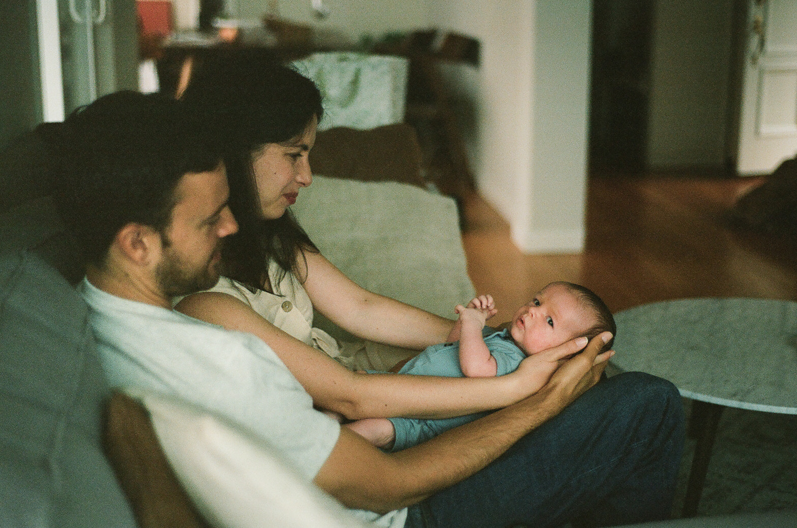 At home newborn photography session in the East Bay on 35mm