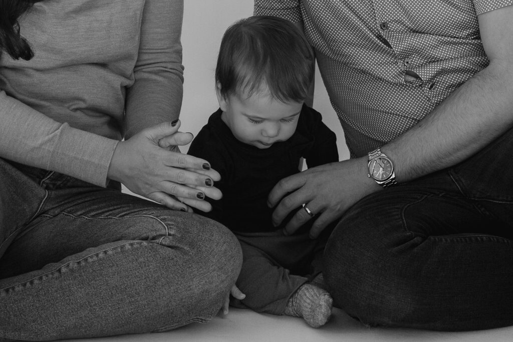 Family of threes family mini studio sessions in the East Bay at WHOLE + CLOVE Studio