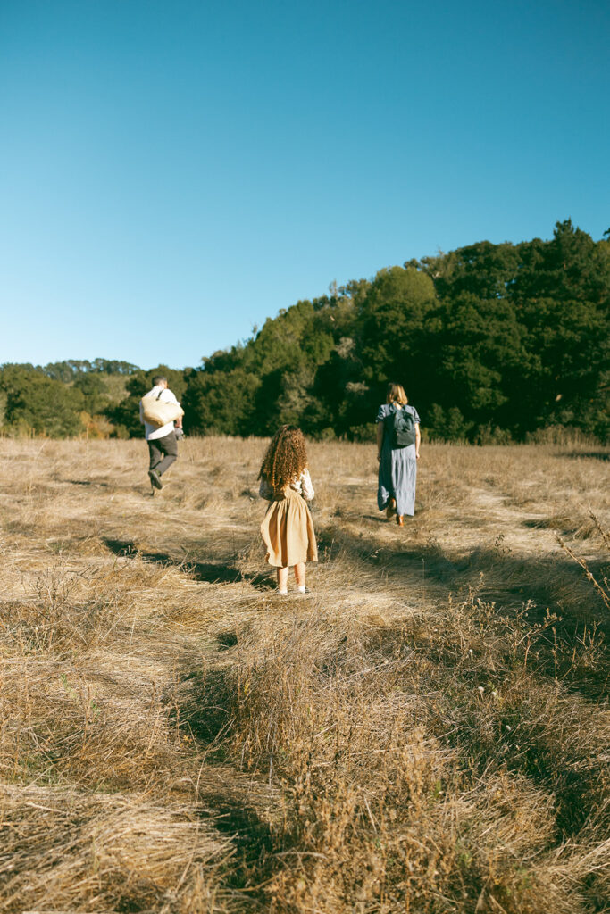 Family of three at Tilden Regional Park in Berkeley, CA for their maternity & family pictures