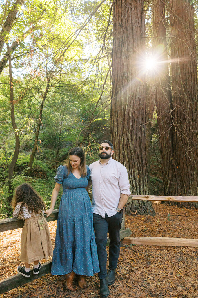 Family of three at Tilden Regional Park in Berkeley, CA for their maternity & family pictures