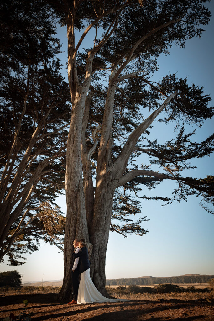 Couple admiring the sunset in Northern California 