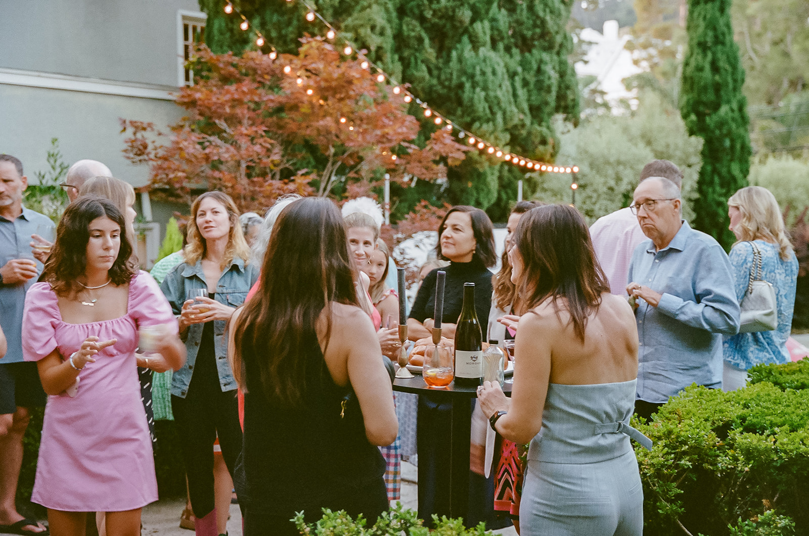 Guests mingling during a Berkeley welcome wedding gathering