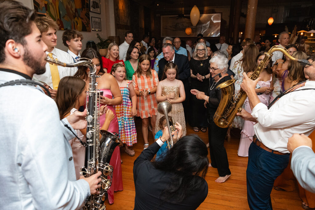 Guests dancing during a wedding reception