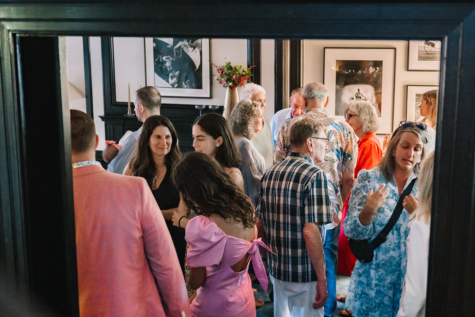 Guests mingling during a Berkeley welcome wedding gathering