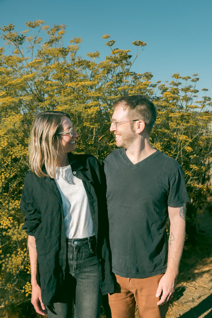 Woman and man posing for their family photos in the East Bay, 