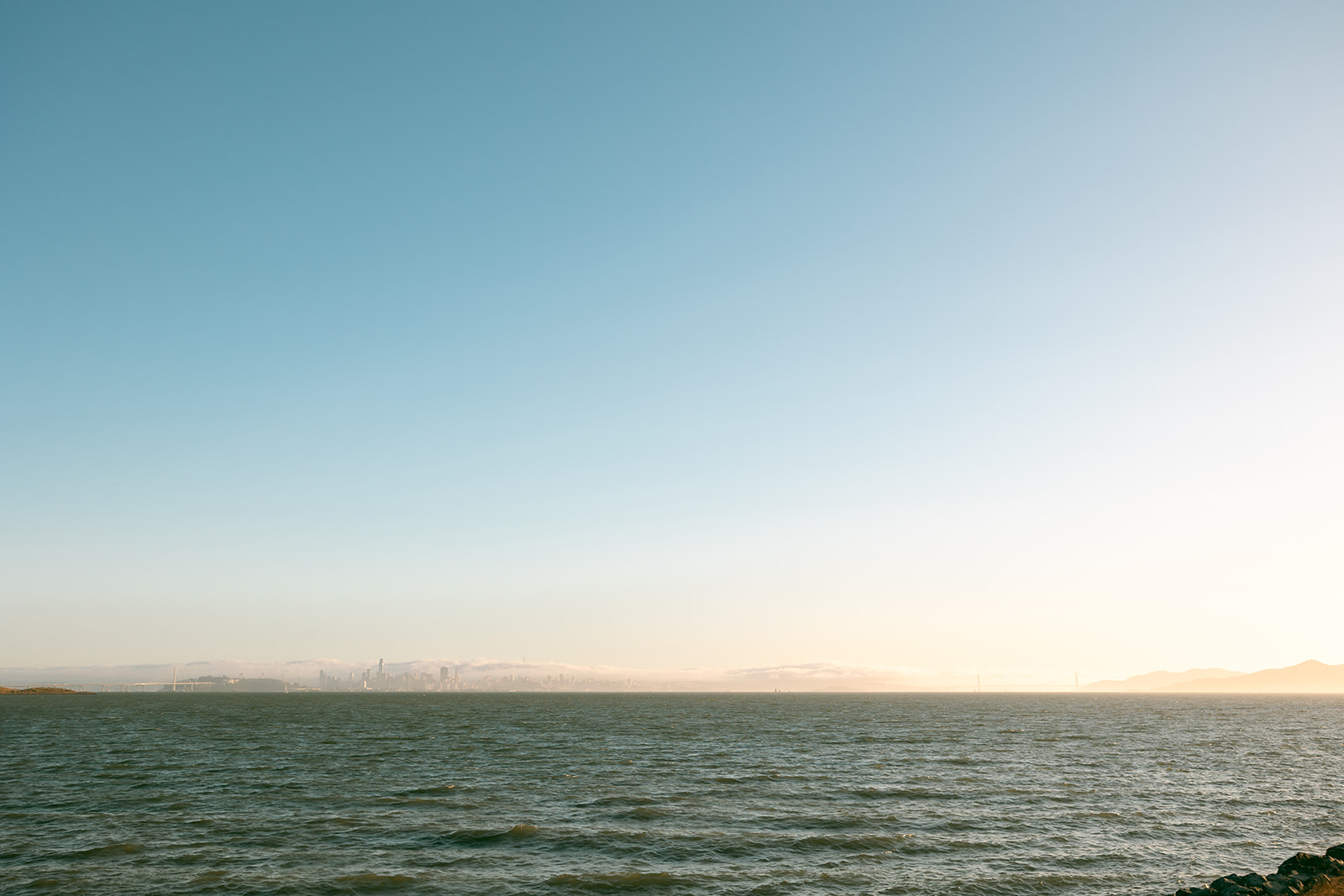 Wide shot of the San Francisco Bay in California. 