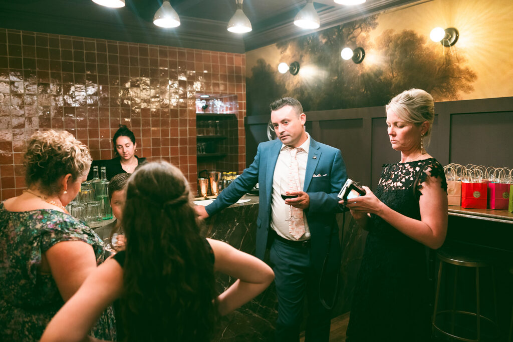 Guests mingling with one another.