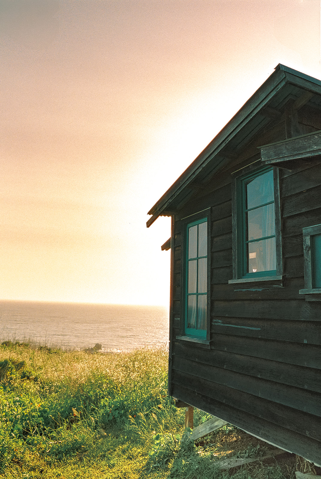 35mm film photo of Slide Ranch during golden hour,