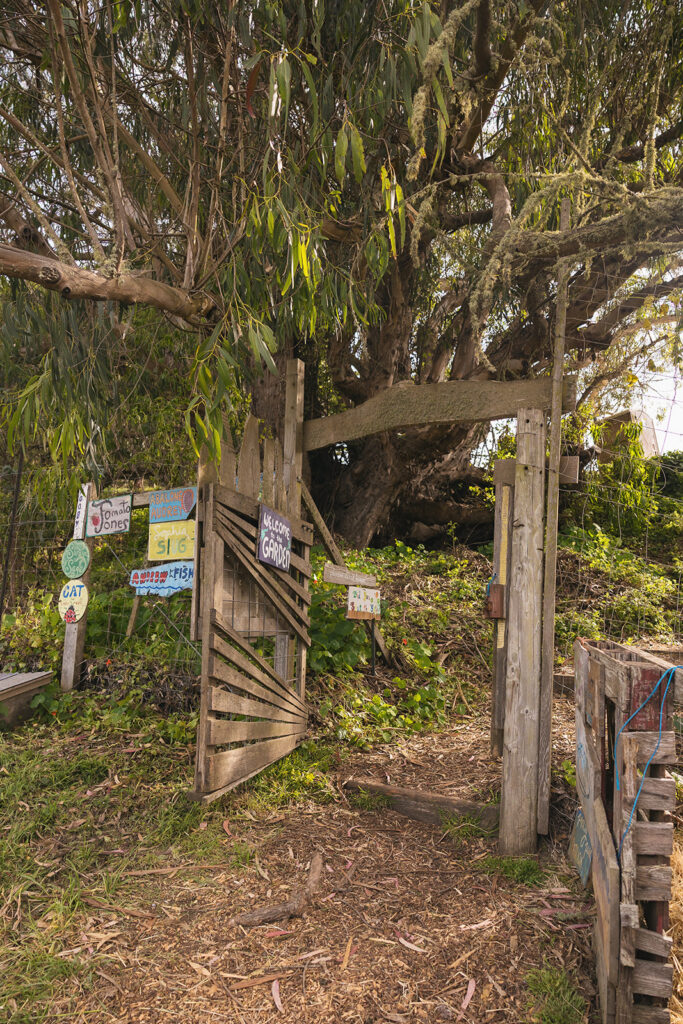 Open gate at Slide Ranch in Muir Beach, CA.