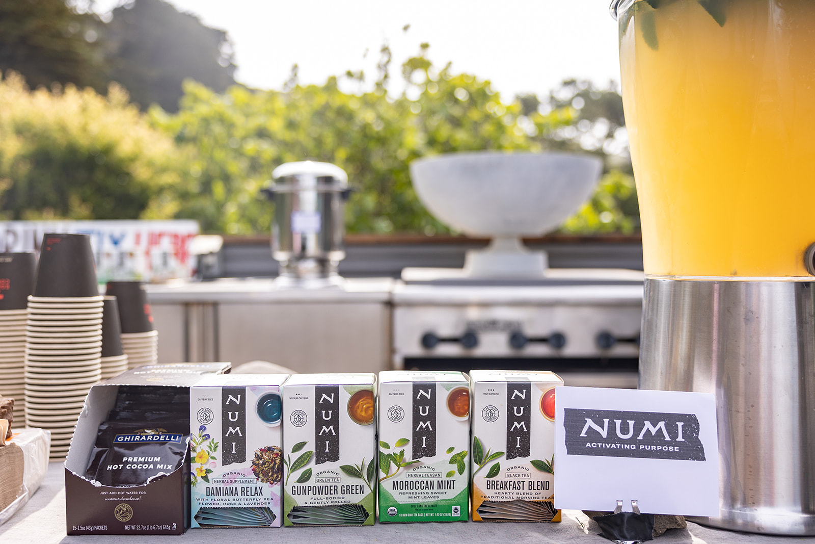 Drink station during Spring Fling 2025 at Slide Ranch in Muir Beach, CA.