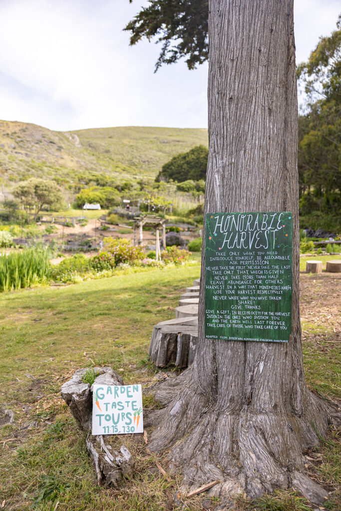 Honorable Harvest sign at Slide Ranch in Muir Beach, CA.